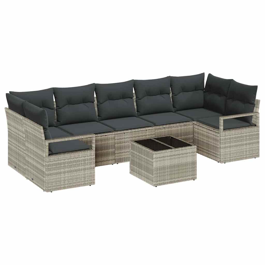 Garten-Sofa-Set 8 pcs Hellgrau und Dunkelgrau 55 x 55 x 37 cm